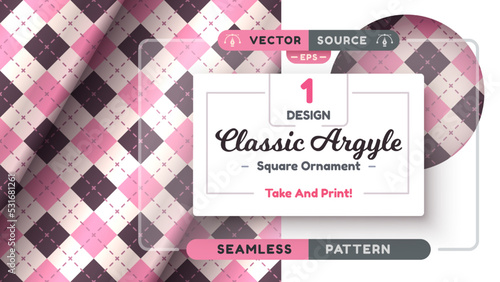 Argyle Seamless Pattern, Fabric Texture Background, Textile Wallpaper