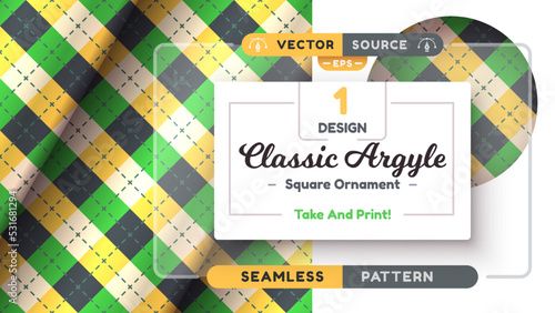 Argyle Seamless Pattern, Fabric Texture Background, Textile Wallpaper