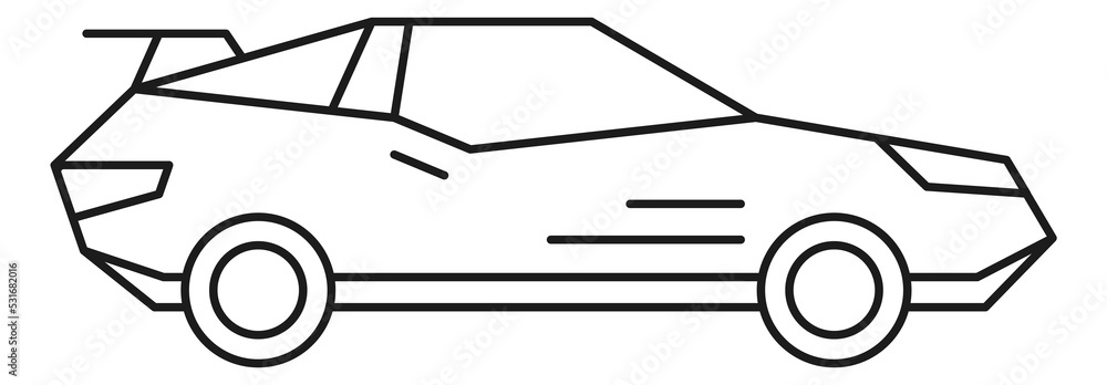 Car icon. Old coupe auto side view