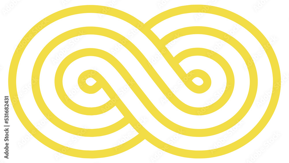 Loop motion sign. Infinity logo. Yellow line mobius shape Loop motion sign. Infinity logo. Yellow line mobius shape