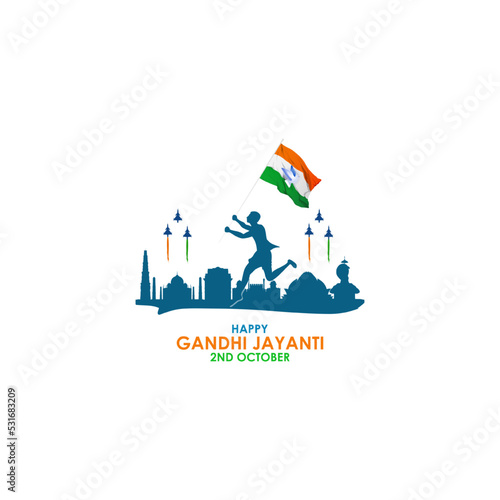 Vector illustration of Happy Gandhi Jayanti banner © NAVIN