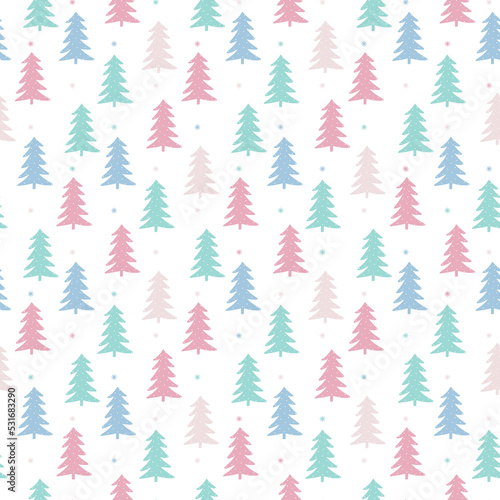 Bright christmas trees seamless pattern