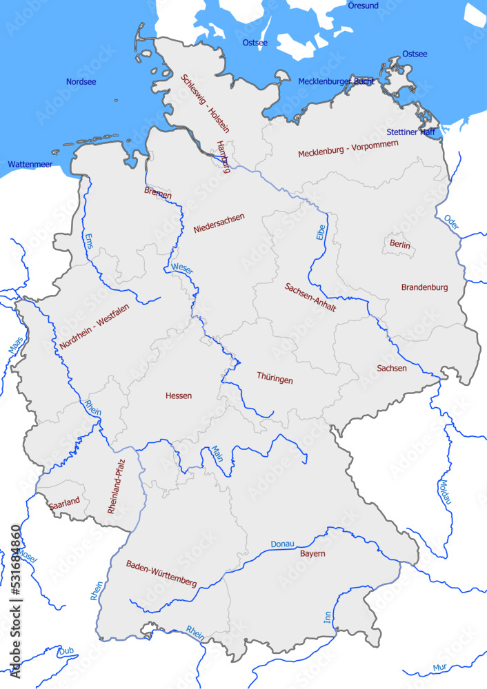 Die längsten Flüsse in Deutschland mit Bundesländer 