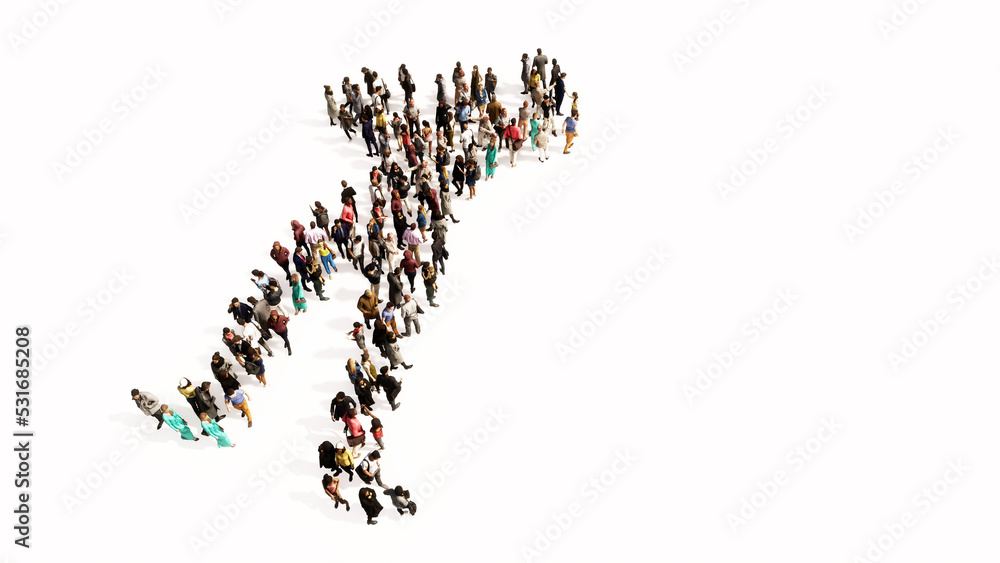 Concept or conceptual large community of people as a bodybuilder image on colorful background. A 3d illustration metaphor for sport, competition, training, athlete, power, strength and nutrition Concept or conceptual large community of people as a bodybuilder image on colorful background. A 3d illustration metaphor for sport, competition, training, athlete, power, strength and nutrition