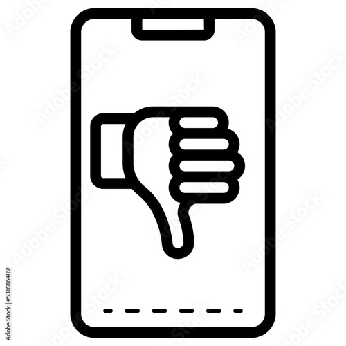 thumb down like rate on smartphone icon