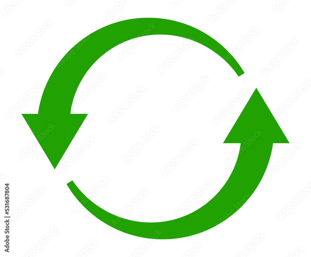 Circle of two green round arrows. Recycling symbol Circle of two green round arrows. Recycling symbol