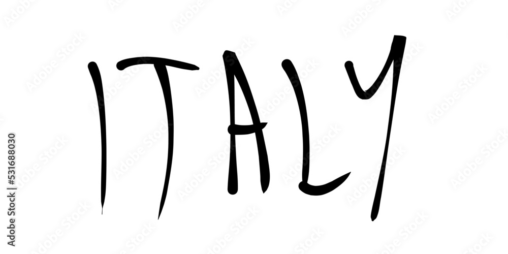 Italy country name handwriting