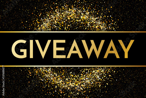 Time for a giveaway - banner template. It s time for a Giveaway phrase on dark glitter background. Christmas and New Year giveaway - holiday baner template. Vector illustration
