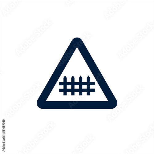 Obraz na plátně Level crossing with barrier ahead sign icon stock illustration on white backgro