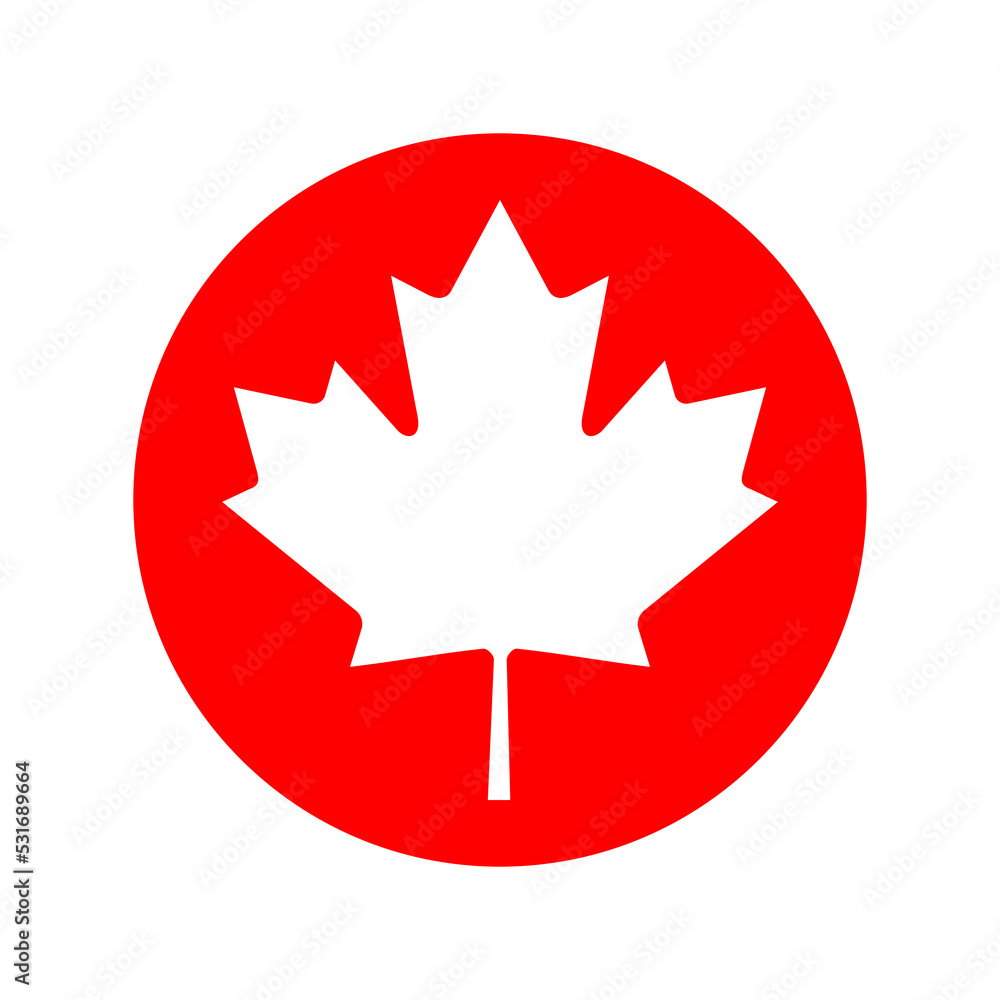 Canada maple leaf graphic icon. Maple leaf sign in the circle isolated on white background. Symbol of Canada. Vector illustration Canada maple leaf graphic icon. Maple leaf sign in the circle isolated on white background. Symbol of Canada. Vector illustration