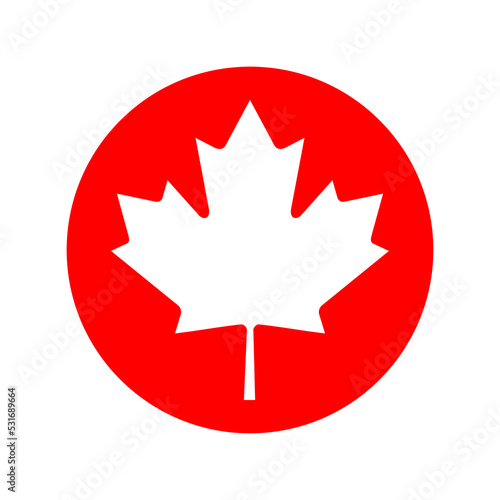 Canada maple leaf graphic icon. Maple leaf sign in the circle isolated on white background. Symbol of Canada. Vector illustration