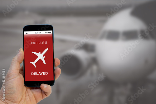 Flight statut notification on smartphone - Flight delayed