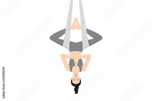 Half Bound Angle Pose Inverted Aerial, Ardha Baddha Konasana Viparita Aerial