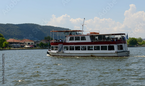 Touristic boat on the lake of Ioannina on Greece