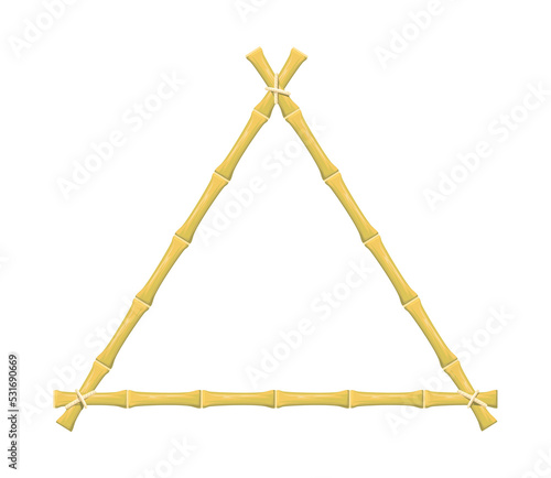 Triangular Bamboo. Eco flora, frame from wood crone for asia, png object photo