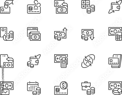 Money. Cashback, Revenue Growth, Withdraw Funds. Vector Line Icons Set. Editable Stroke. Pixel Perfect.