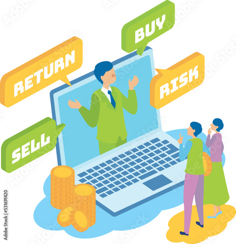 リスクやリターンなど投資についてオンライン（パソコン）で説明する専門家