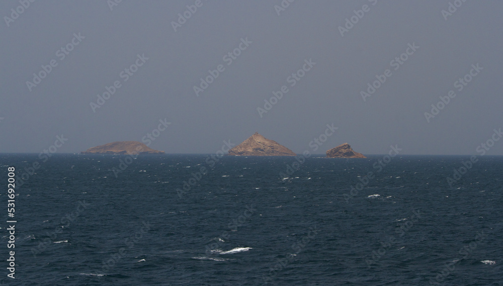 The three Haycock Islands in the Red Sea