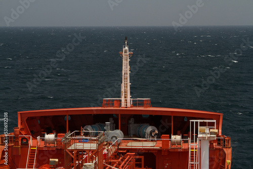Bild auf Leinwand View of the foremast of a merchant ship at sea