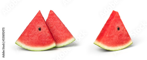 watermelons slices isolated on white background, Watermelon macro studio photo, set