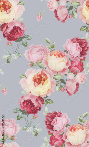 Watercolor seamless pattern with rose flowers. Perfect for wallpaper  fabric design  wrapping paper  surface textures  digital paper.