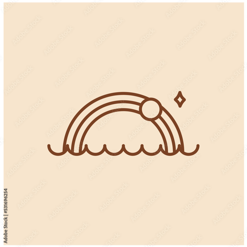 sun logo, sunset sunrise with beach ocean sea water logo icon vector in trendy line linear boho style, abstract outline logo vector for wal art sun logo, sunset sunrise with beach ocean sea water logo icon vector in trendy line linear boho style, abstract outline logo vector for wal art