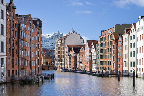 Hamburg Architektur an der alten Alster entzerrt