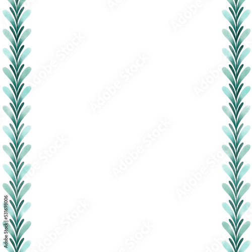 Blue green botanical decoration design background.