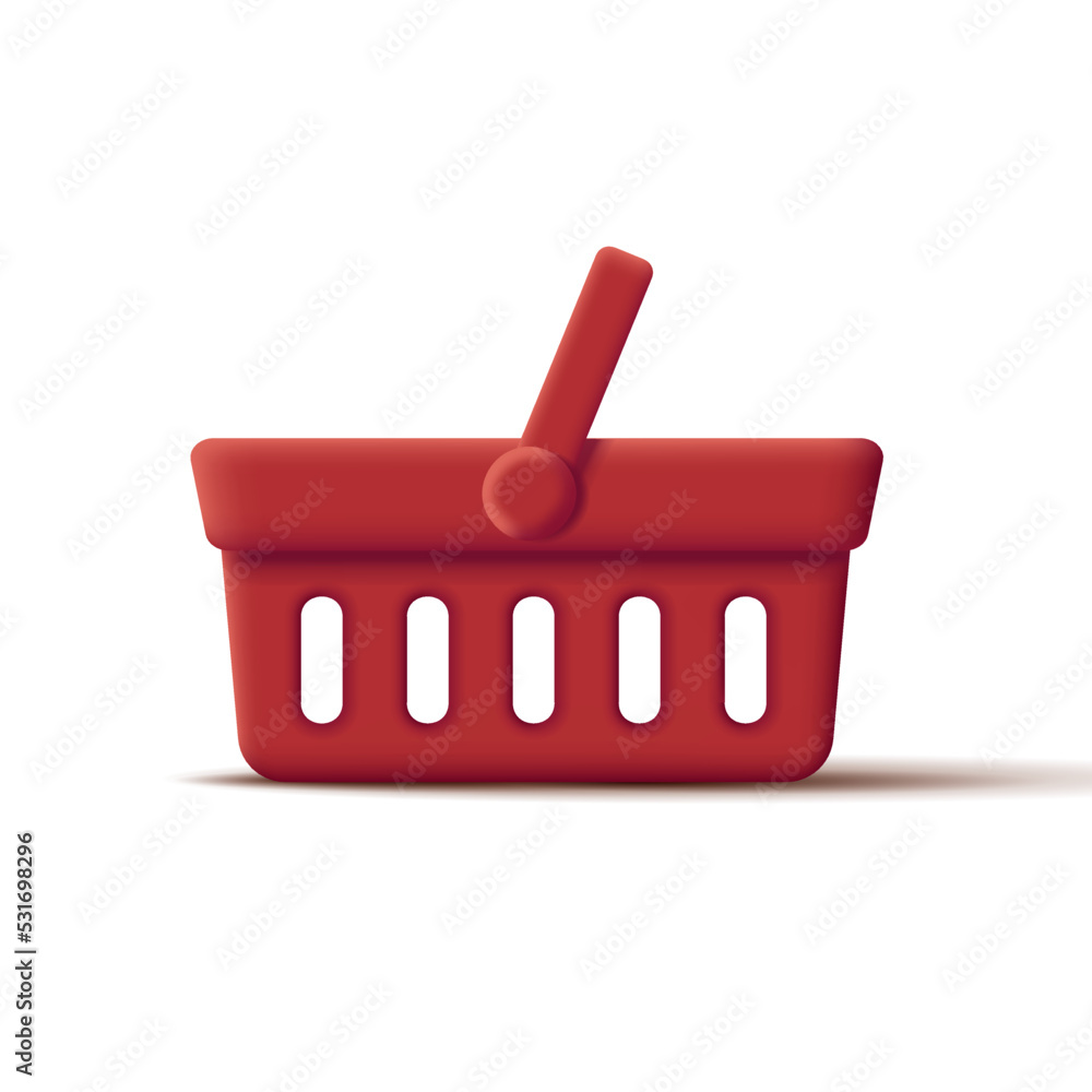 3d icon of empty red 3d food basket, isolated. Vector illustration 3d icon of empty red 3d food basket, isolated. Vector illustration
