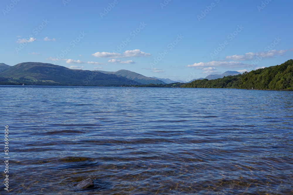 Loch Lomond seen from a point north of Balloch. It is part of the Loch Lomond and The Trossachs National Park