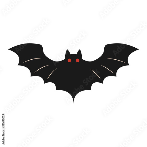Black bat silhouette on a white background