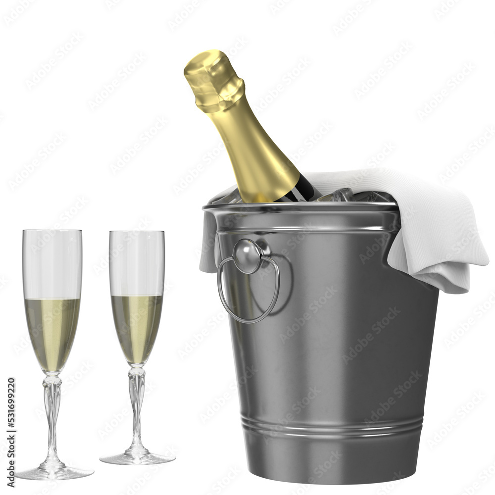 3D rendering illustration of a champagne bottle 3D rendering illustration of a champagne bottle