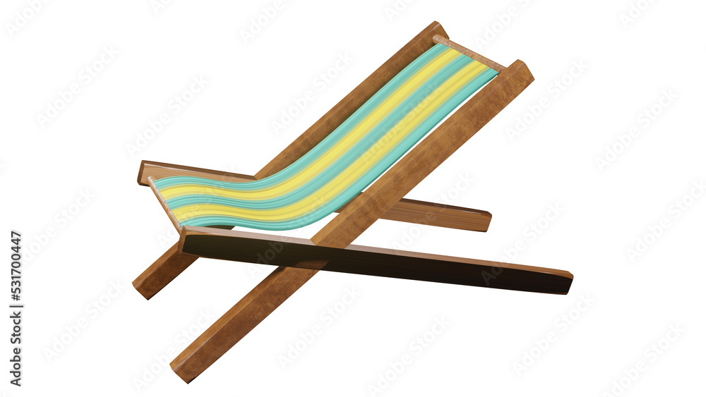 3D model of a wooden deck chair toy on a transparent background