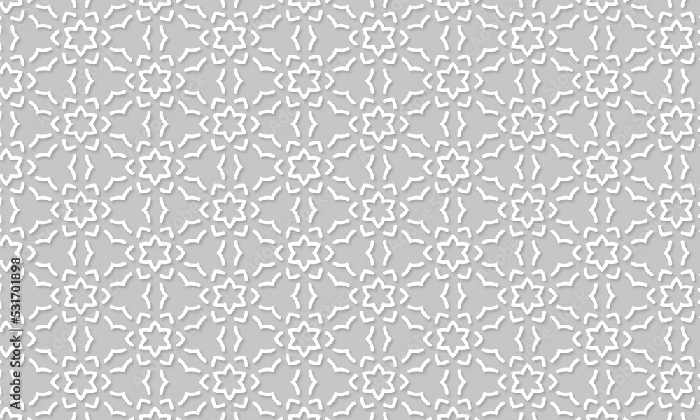 Seamless repeat geometric flower line design illustration