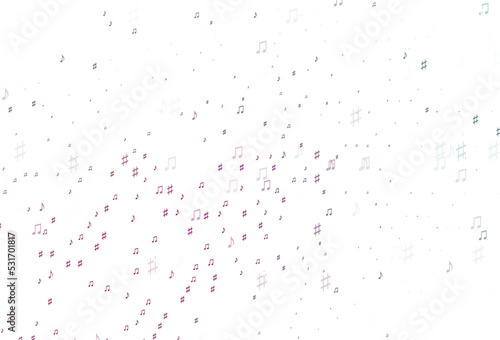 Light Pink vector pattern with music elements.