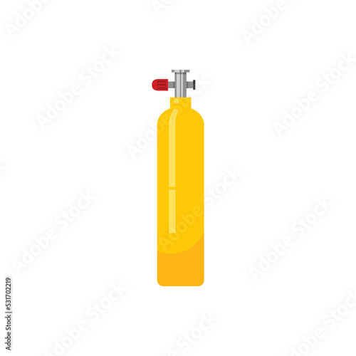 Oxygen tank for scuba diving, flat vector illustration isolated on white background.