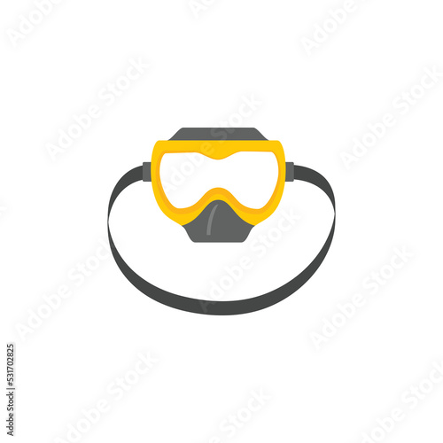 Scuba diving rubber mask, flat vector illustration isolated on white background.