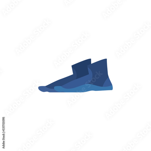 Blue shades diving shoes flat style, vector illustration