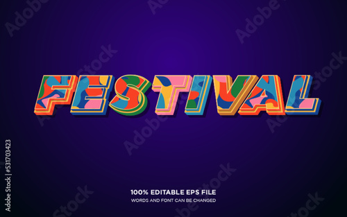Festival 3D editable text style effect 
