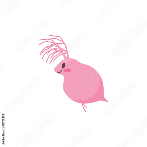 Cute zooplankton, flat vector illustration isolated on white background.