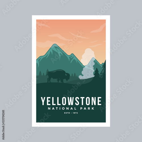 Yellowstone National Park poster illustration design.