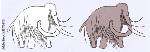 Prähistorische Höhlenmalerei  eines Mammuts - alte Petroglyphe