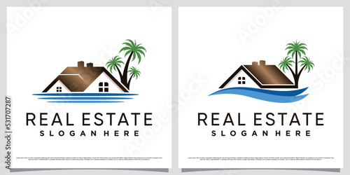 Set of real estate logo design bundle for business with home icon and creative element