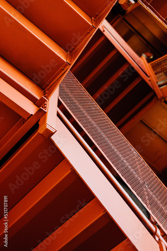 orange stairs looking up