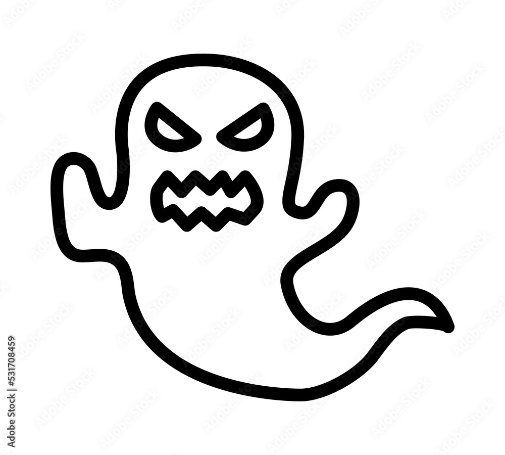 Halloween Ghost flat line icon. Horror symbols. Outline sign for mobile concept and web design, store Halloween Ghost flat line icon. Horror symbols. Outline sign for mobile concept and web design, store