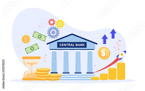 Banking and Public Finance concept. financial transaction. e-commerce and e-payment. Flat Vector Illustration.