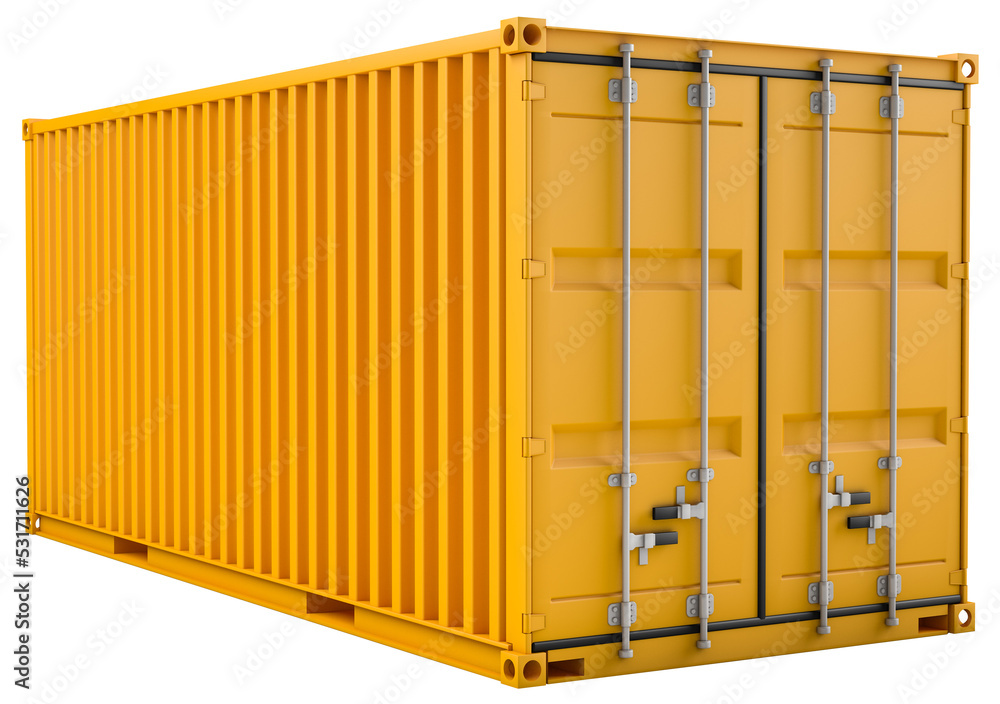 Yellow cargo container - obrazy, fototapety, plakaty 