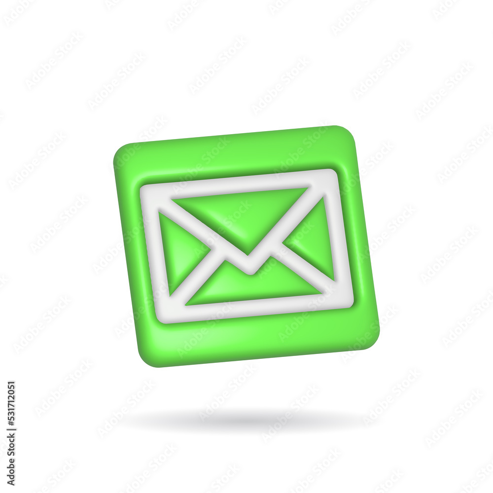 3d rendering envelope mail icon. Illustration with shadow isolated on white. 3d rendering envelope mail icon. Illustration with shadow isolated on white.