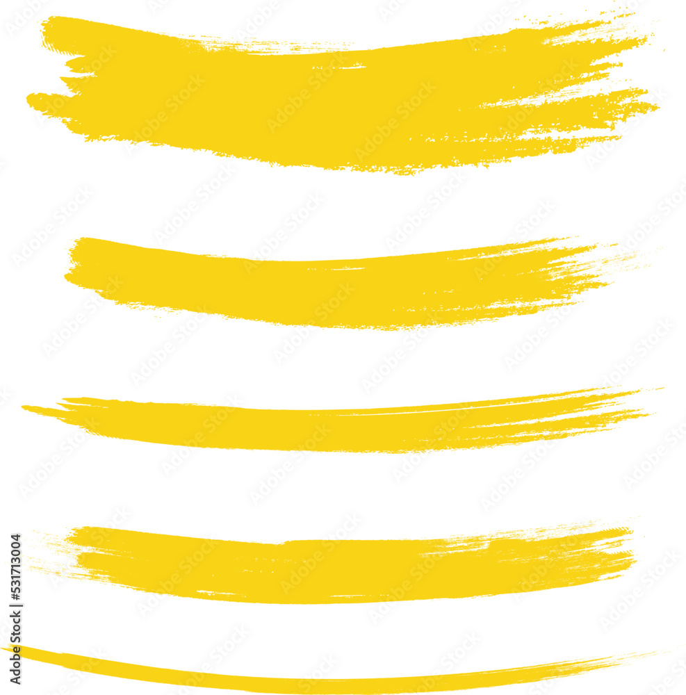 Yellow brush stroke set isolated on background. Collection of trendy brush stroke vector for yellow ink paint, grunge backdrop, dirt banner, watercolor design and dirty texture. Brush stroke vector Yellow brush stroke set isolated on background. Collection of trendy brush stroke vector for yellow ink paint, grunge backdrop, dirt banner, watercolor design and dirty texture. Brush stroke vector