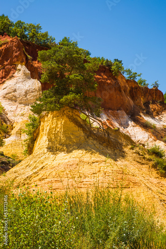 View of the Colourful Ochres of the French Provencal Colorado in Rustrel France